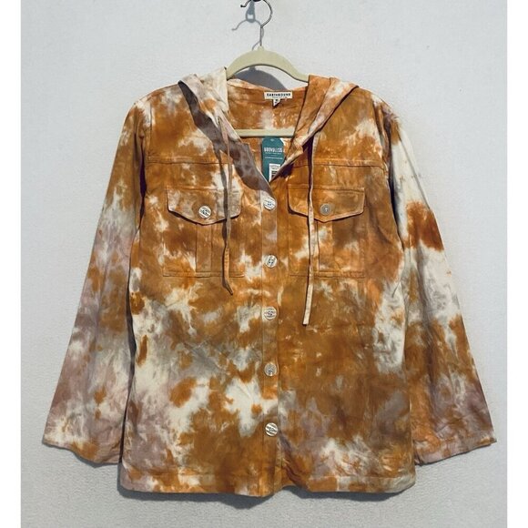 Earthbound Jacket Womens Medium Orange Tie Dye Enlightenment Utility Yoga Hippie - Picture 2 of 7